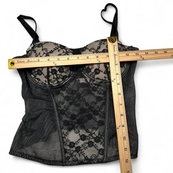 Blush Y2K Vintage Sheer Polka Do Lace Trim Corset Lingerie Top Size Medium - Picture 3 of 6